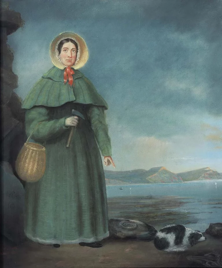 Painting of fossil hunter Mary Anning by BJ Donne